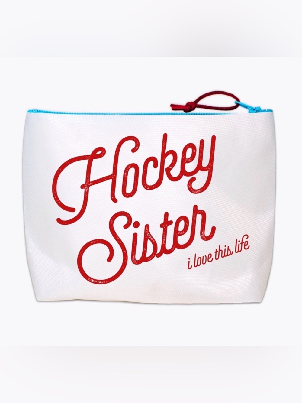 HOCKEY SISTER I love this life Zipper Pouch Make-Up Bag Gift NEW NWT